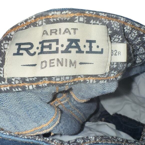 Ariat Sz 32R REAL Denim Bootcut Jeans Whipstitch Western Cowgirl Workwear - Picture 2 of 11